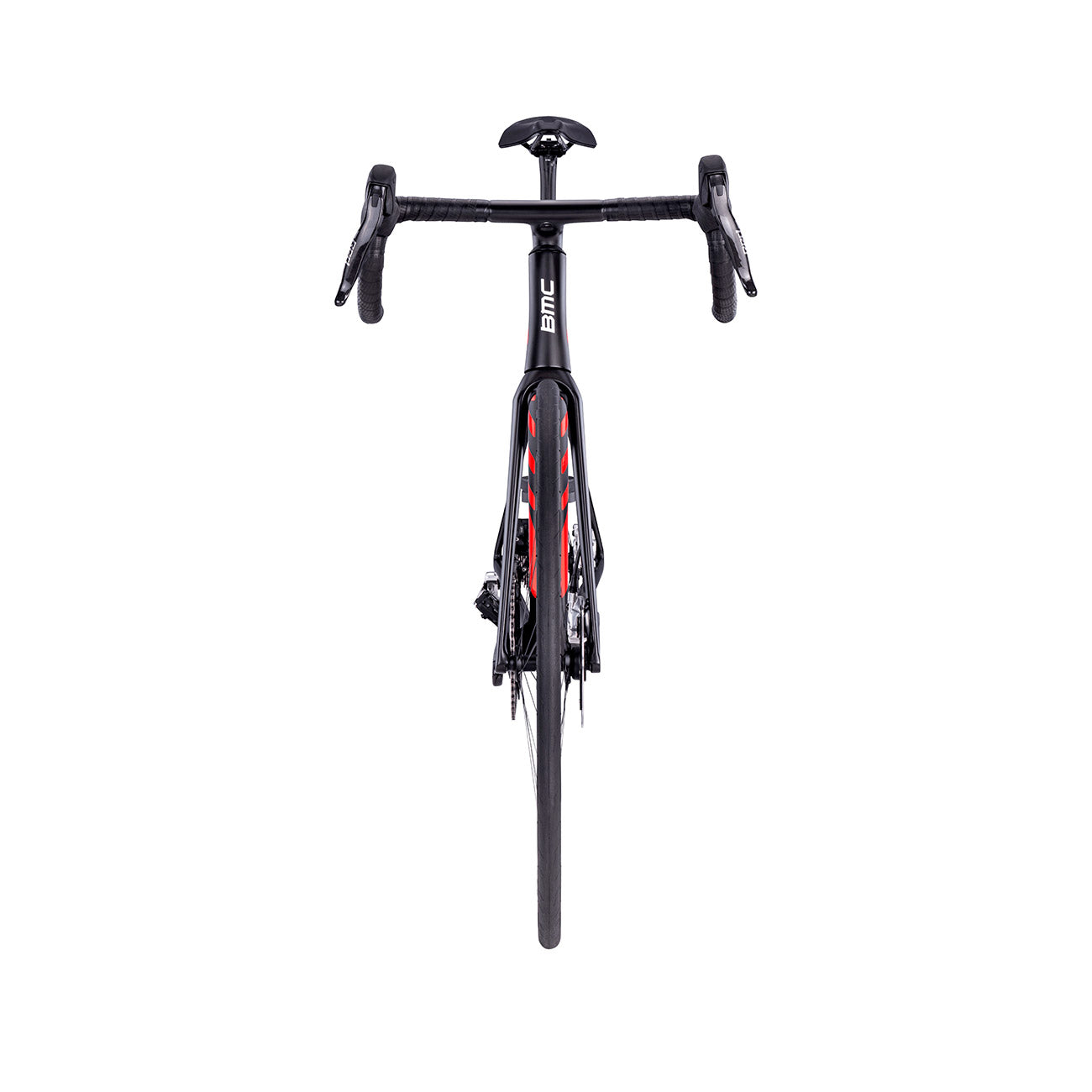 foto dettaglio vista frontale bici da corsa in carbonio