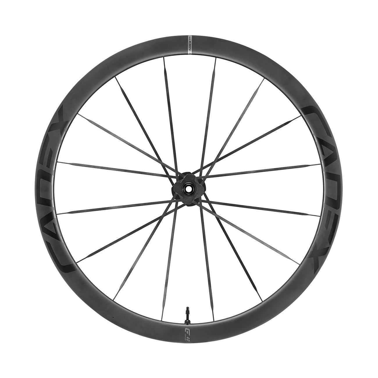 foto dettaglio cerchi anteriori in carbonio cadex max 40 per freno a disco