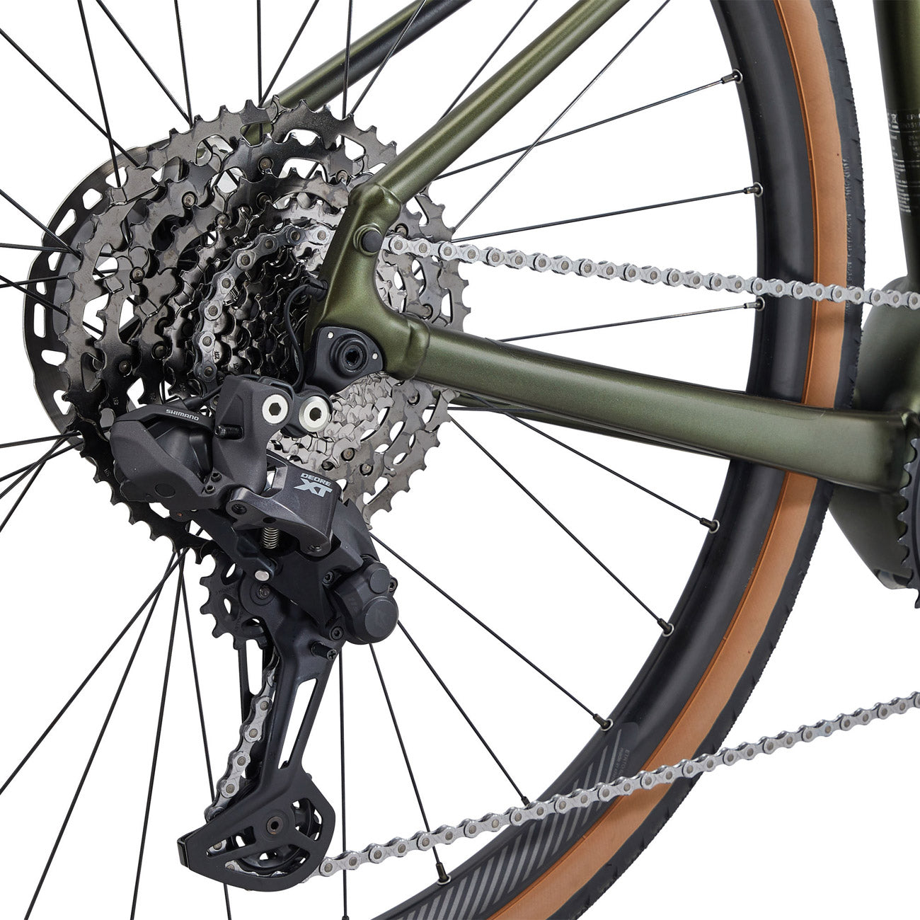bicicletta gravel elettrica foto dettaglio deragliatore posteriore xt elettronico