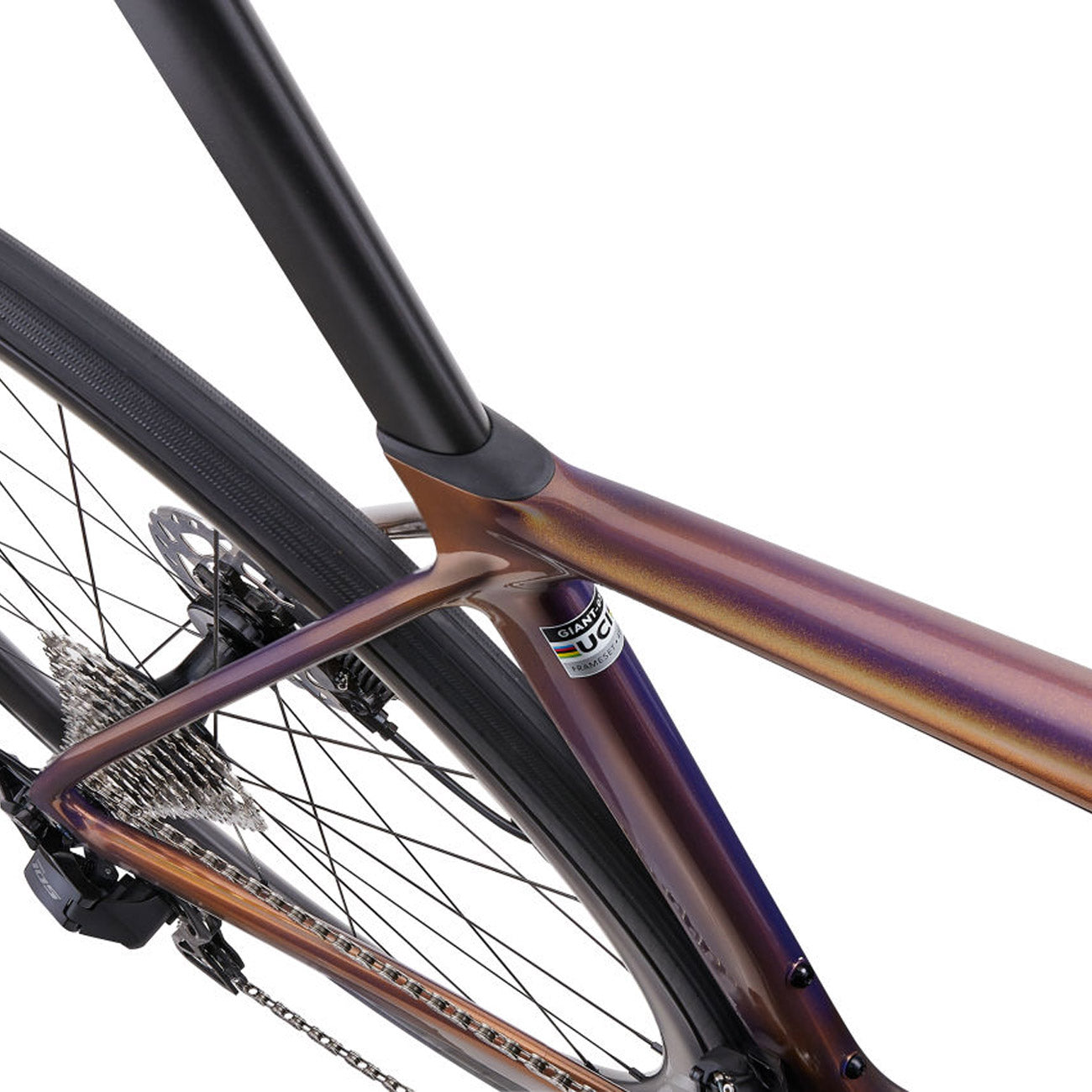 foto dettaglio retro icicletta da corsa in carbonio