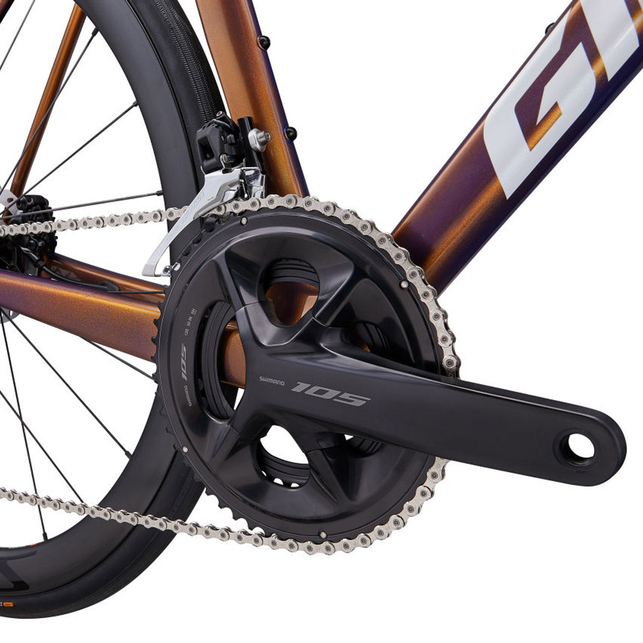 foto bici da corsa dettaglio guarnitura shimano 105 a 12 velocità