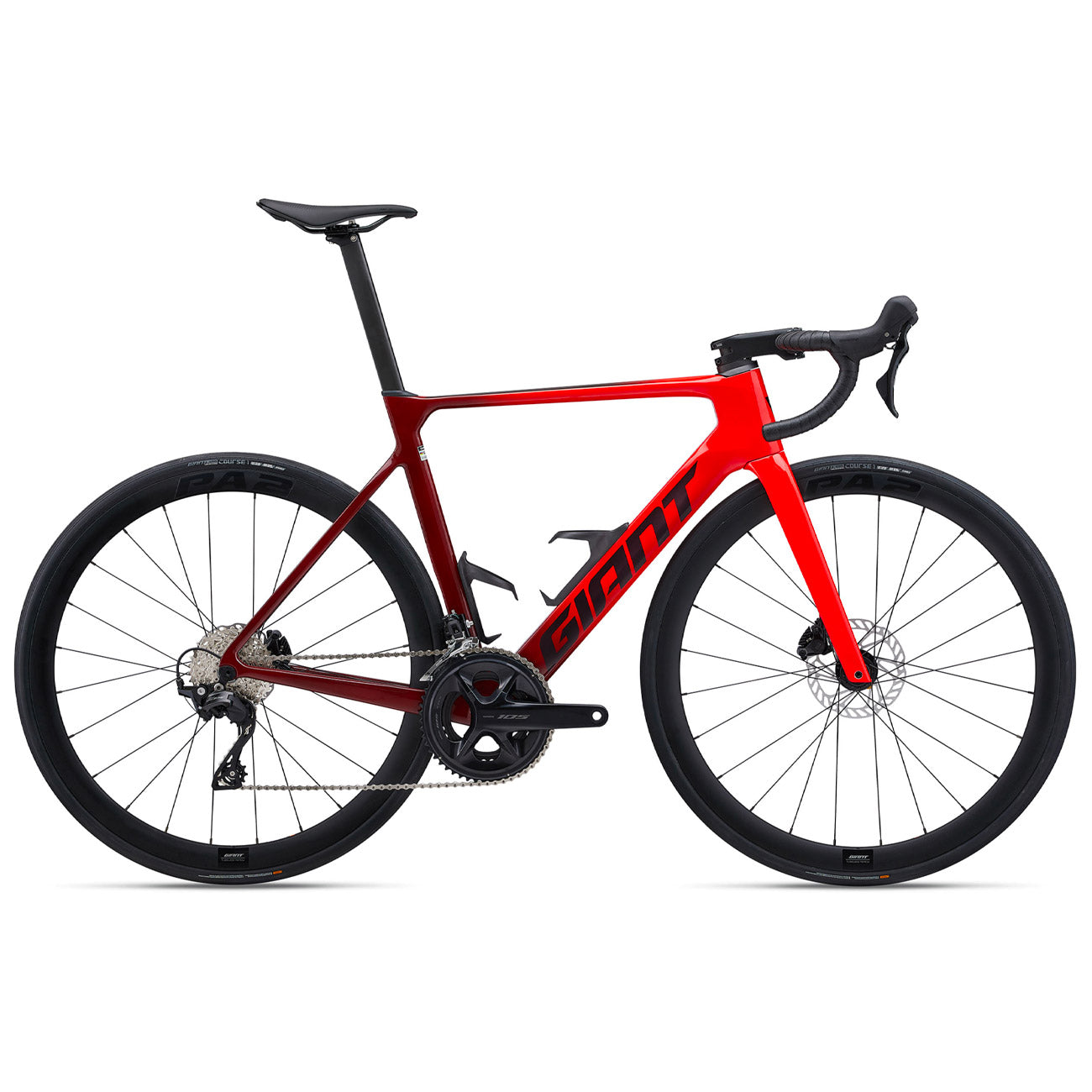 bicicletta da corsa in carbonio giant propel advanced 2 2024 rossa foto vista frontale